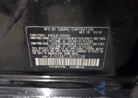 2018 Subaru Crosstrek 2.0I z USA, uszkodzony, nr VIN JF2GTAAC1JH323188